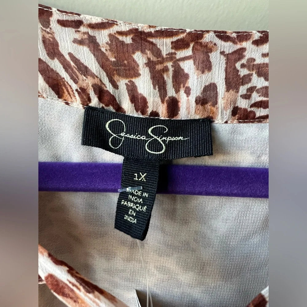 Jessica Simpson - NWT - 1X - Leopard Print Long Sleeve Dress - Lined -Sandshell - Picture 5 of 11